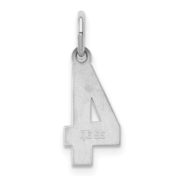 Sterling Silver, Athletic Collection, Small Polished Number 4 Pendant - Picture 3 of 5
